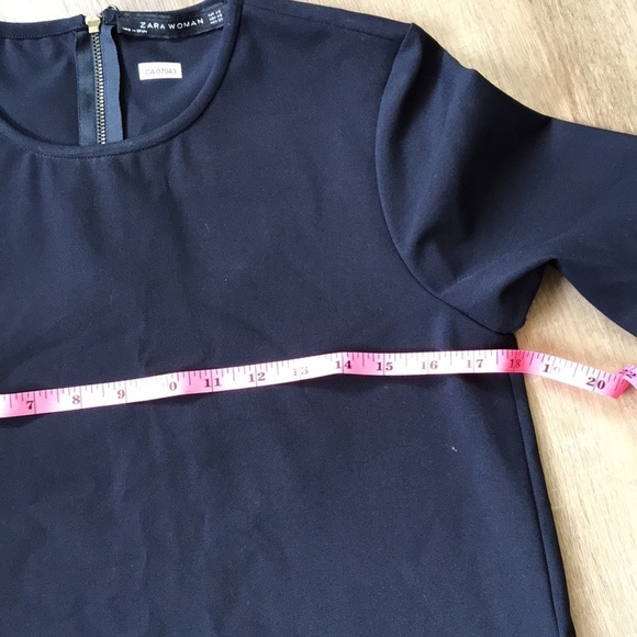Zara xs blouse navy blue 1/4 zipper on back - Picture 4 of 7